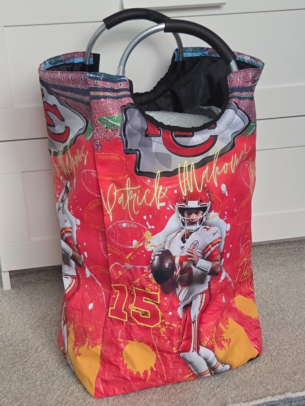 PATRICK MAHOMES, KC, COLLAPSIBLE KIDS / ADULTS LAUNDRY BAG / SPORTS BAG